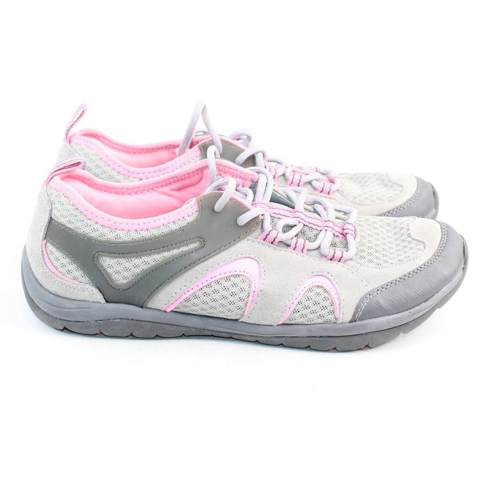 Lands' End Gray Pink Mesh Walking Sneakers Shoes - Picture 4 of 9